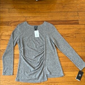 Clara Sun Woo Gray Ruched Long Sleeve
